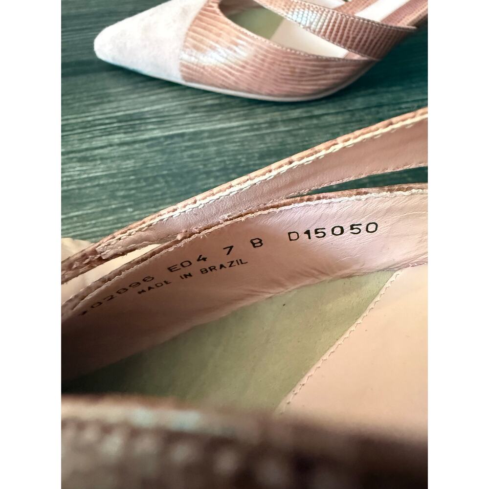 Cole Haan Pink Suede & Faux Lizard Embossed Pointed Toe Mule Heels Sz. 7 - Picture 5 of 7